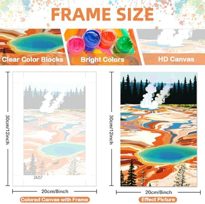 EggSun 6 Pack Framed Paint by Numbers Kit for Adults,Beginners with Wooden Easel,DIY Acrylic Oil Painting Paint by Numbers Kits on Canvas for Home Decor(National Park Landscape,8x12Inch) - Image 4