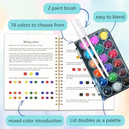 Easy Watercolor Workbook for Beginners - 12 Beautiful Step-by-Step Paintings Water Coloring Book, Includes 18 Colors Paints, Relaxing Art Projects and Creative Gift for Adults & Teen (Vegetables) - Image 5