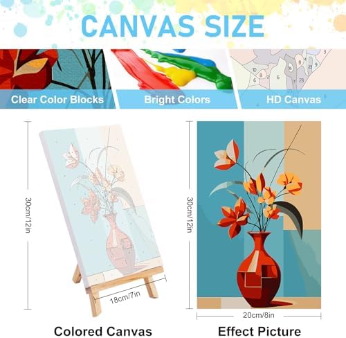 4 Pack Framed Paint by Numbers Kit for Adults with Wooden Easel, 8x12 Inch - Image 3