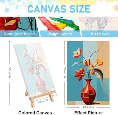 4 Pack Framed Paint by Numbers Kit for Adults with Wooden Easel, 8x12 Inch - Image 3