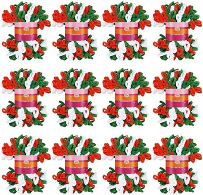 Threlaco 12 Skein Christmas Loop Yarn for Finger Knitting, Red, White,Green by Threlaco