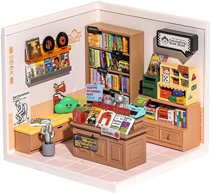 Rolife LED Building Blocks for Adults,1:24 Toy Building Sets,Model Building Kits for Kids Ages 8-12-15,DIY Miniature Dollhouse Kits for Adults,Hobbies for Women Men (3.Fascinating Book Store) by Rolife