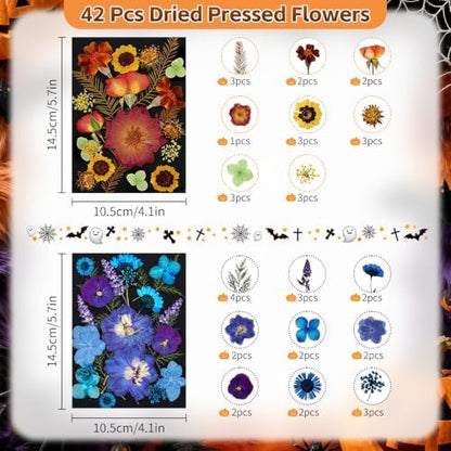 Dried Pressed Flowers for Resin Crafts, Real Dried Flowers and Leaves Kit for Resin Jewelry Molds, Candle & Soap Making, Scrapbooking DIY, Nail Art (Retro) - Image 2