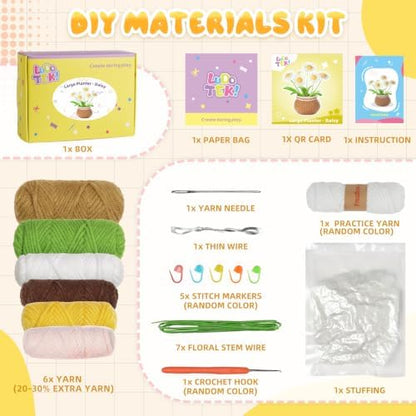 Crochet Kit for Beginners, Crochet Plant Kit,Knitting Kit(Little Daisy) - Image 3