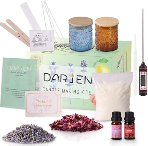 DARJEN Candle Making Kit for Beginners, 2 Jars Soy Wax Scented DIY Set by DARJEN