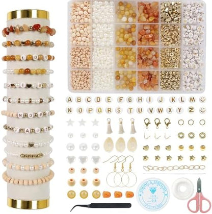 Jewelry Making Supplies Kit, Bracelet Making Kit, Natural Stone Beads by TOIPINIO