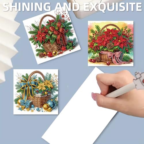 12Pack Flower Diamond Painting Greeting Card Kits DIY 5D Diamond Art with Envelopes & Rhinestones,Christmas Creative Birthday Gifts for Adults, Family, Friends (Christmas Decorations03) - Image 2