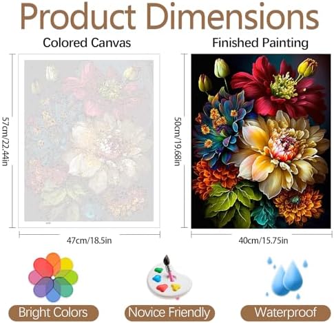 JATOK Paint by Numbers Kit for Adults, Floral Bouquet, 16 x 20 in - Image 2