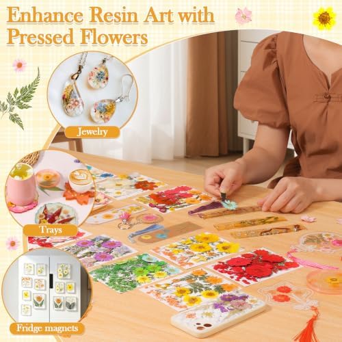470 PCS Pressed Flowers for Crafts, Real Natural Dry Flowers with Tweezers Dried Pressed Flowers Dry Leaves Bulk for Resin, Scrapbook, Jewelry, Card, Candle & Soap Making - Image 7