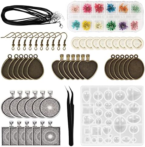 58Pcs Resin Jewelry Molds 5 Styles Pendant Trays Resin Jewelry Making Kit by HOMEIDOL