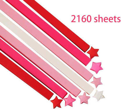 2160 Sheets Origami Star Paper 4 Red Color Strips Double Sided Lucky Star Decoration Folding Paper for DIY Hand Art Crafts, Teaching Supplies (Red-2160 sheets) - Image 3