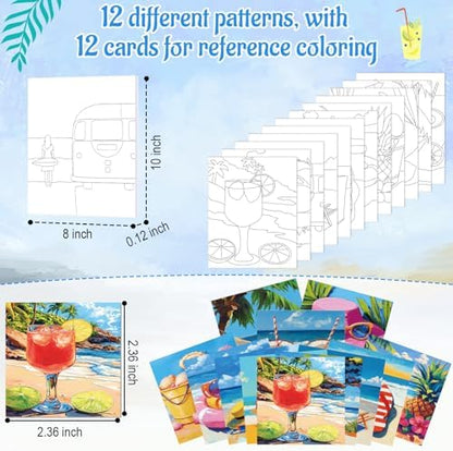 Ctosree 12 Sets Pre Drawn Canvas Kit for Painting,Hawaii Vacation,8 x 10 in - Image 3