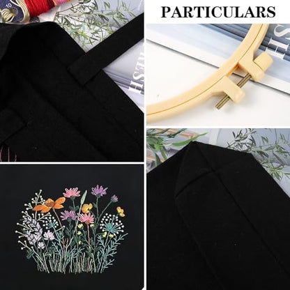 Canvas Tote Bag Embroidery Kit with Pattern, Beginner Embroidery Kits for Adults, Arts and DIY Crafts Embroidery Starter kit, Include Stamped Embroidery Bag, Embroidery Hoops, Color Threads and Tool. - Image 6