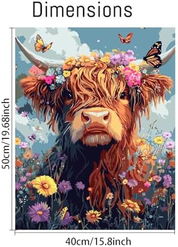 Canrichshop Highland Cow Paint by Numbers Kit for Adults,Cow Painting by Numbers,DIY Acrylic Paint Kit for Adults Without Frame,Easy Adult Paint by Number Kits on Canvas for Decor 16x20inch - Image 2