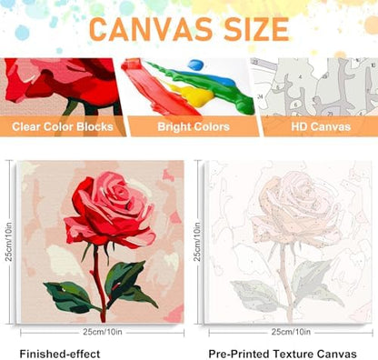 Offito Framed Paint by Numbers Kit for Adults Beginners, Rose Flowers - Image 3