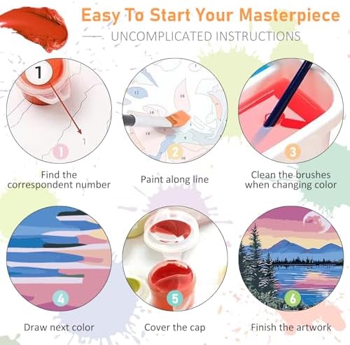 Offito Framed Paint by Numbers Kit for Adults Beginners, Moon Lake Mountain - Image 7