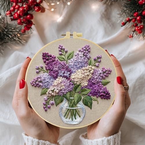 Full Range Embroidery Kit for Adult, Green Plant Pattern Embroidery Kit for Beginners Include Embroidery Cloth Hoops Threads for Craft Lover Hand Stitch with Embroidery Skill Techniques (clear glass) by Unknown