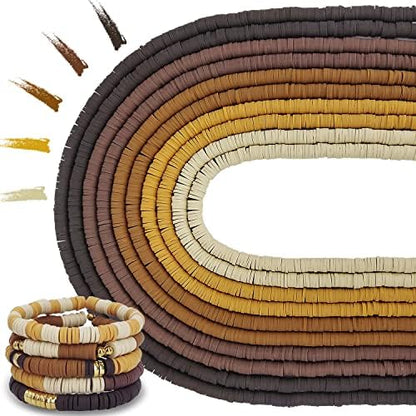 3600 PCS 10 Strands Polymer Clay Beads for Jewelry Making, Vinyl Heishi Beads 6mm for Surfer Bracelets Necklace Making (Brown) by MIIIM