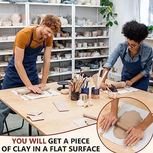 Sasylvia 20 Pcs Clay Pottery Rolling Pin Guides,10 Size,Wood Color - Image 4
