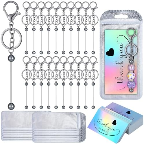Sasylvia 60 Pcs Beadable Keychain Bars Bulk,Gun Black by Sasylvia