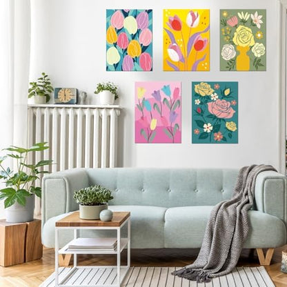 Gueevin 10 Pack Paint by Numbers Kit for Adults Flowers Paint by Number DIY Acrylic Painting Canvas Without Frame, Brushes Simple Oil Painting for Home Wall Decor Gifts 12 x 16 Inch(Bloom Style) - Image 6