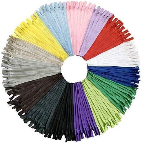 Invisible Zippers for Sewing, DOITEM 45pcs 50CM Invisible Multicolor Nylon Coil Zippers for Sewing and Crafts 15 Colors