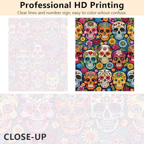 TUMOVO Paint by Numbers Kit for Adults Day of the Dead Colorful Skulls - Image 5