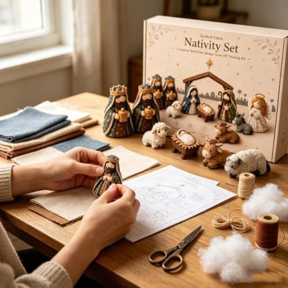 DIY Quilted Fabric Nativity Set Sewing Kit, Detailed Hand-Stitch Holy Family Manger Craft Set, Nativity Ornament Making Project for Home Display & Faith-Based Decor Creation for Adults，Type C - Image 4