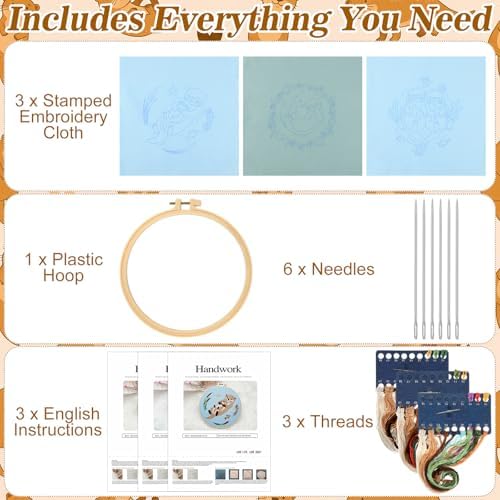 Mindsoft 3 Set Needlepoint Kit for Beginners with Hoop,Otter - Image 3