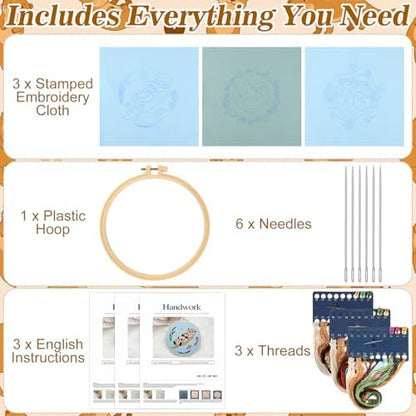 Mindsoft 3 Set Needlepoint Kit for Beginners with Hoop,Otter - Image 3