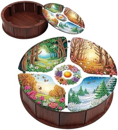 DIY Diamond Painting Fruit Bowl Storage Box, Four Seasons Scenery Decorative Tray Diamond Painting Craft Set, for organising Desk Items, a Versatile and Creative Handmade Gift by Tontut