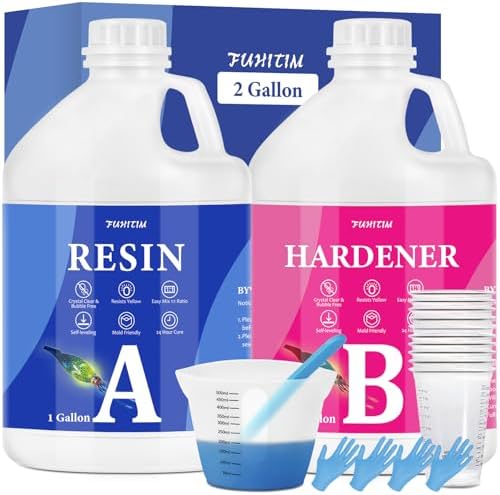 Epoxy Resin 2 Gallon Crystal Clear Epoxy Resin Kit DIY 1:1 Ratio by FUHITIM