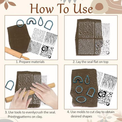 CHGCRAFT 4 Pcs 4 Styles Bubble Polymer Clay Texture Sheets Geometric Texture Silicone Texture Stamp Clay Texture Mat Modeling Pattern Pad Texture Sheets for Making Earrings Jewerly, 5.5x5.5 inch - Image 4