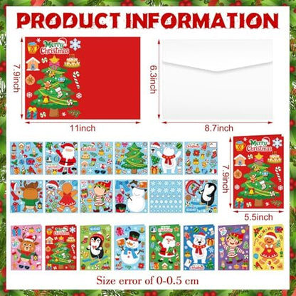 Fullhawl 48 Set Christmas Card Making Kits DIY Christmas Craft with Stickers and Envelopes Make Your Own Greeting Card Handmade Xmas Folded for Gift Party Decor Home Activities (Xmas) - Image 3