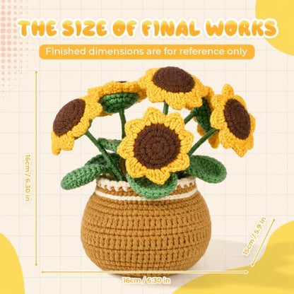 Crochet Kit for Beginners, Crochet Plant Kit,Knitting Kit(Sunflower) - Image 6