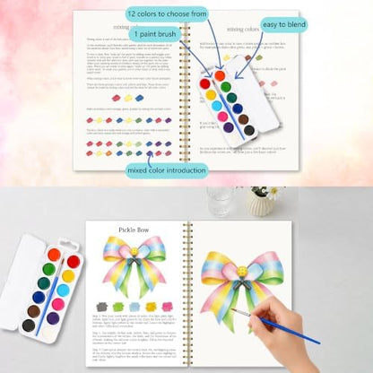 Sports Bow Watercolor Workbook, Athletic Painting Set with Palette Brush - Image 4