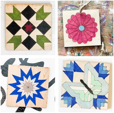 6 Inch Mini Barn Quilt Kits Set of 4, Unfinished Wood, Butterfly Star - Image 6