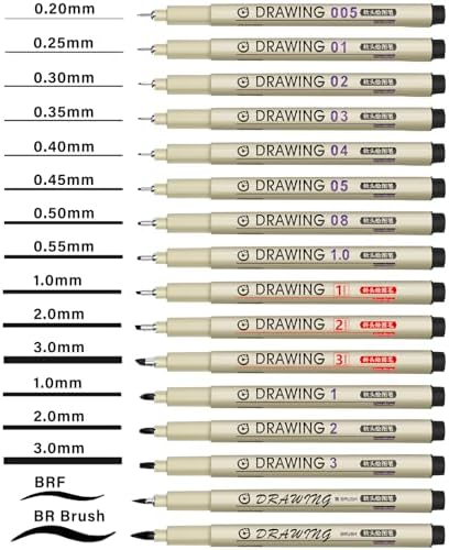 Muchcute Micro Fineliner Drawing Art Pens: 16 Black Artist Supplies Adults - Image 2