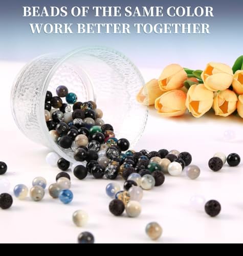Glass Beads for Jewelry Making, 18 Colors Glass Beads for Bracelets Making kit Including 2-8mm Bead spacers/Lava Beads/Stone Rock DIY Jewelry Making Supplies for Adults (Thanksgiving, Christmas) - Image 6