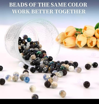 Glass Beads for Jewelry Making, 18 Colors Glass Beads for Bracelets Making kit Including 2-8mm Bead spacers/Lava Beads/Stone Rock DIY Jewelry Making Supplies for Adults (Thanksgiving, Christmas) - Image 6