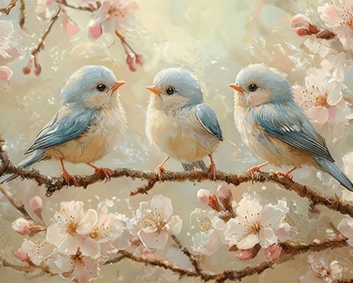 Clendo Bird Paint by Numbers Kit for Adults Beginner, Adult's Paint by Number Kits On Canvas, DIY Oil Painting Kits for Home Wall Decor 16x20 Inch by Clendo