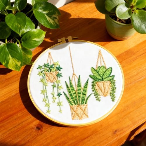 BEUNITONE 4 Set Embroidery Kit for Beginners, Vase Plants Cross Stitch Kits, Needlepoint Kits for Adults with Instructions and Full Kit, Creative Hand Embroidery Patterns for Cloth and Home Decor - Image 6