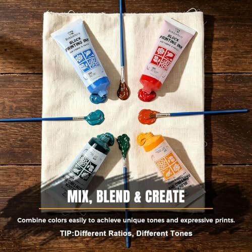 Bobblebro Linocut Kit for Printmaking, 5 Color Fabric Block Printing Kit - Image 6