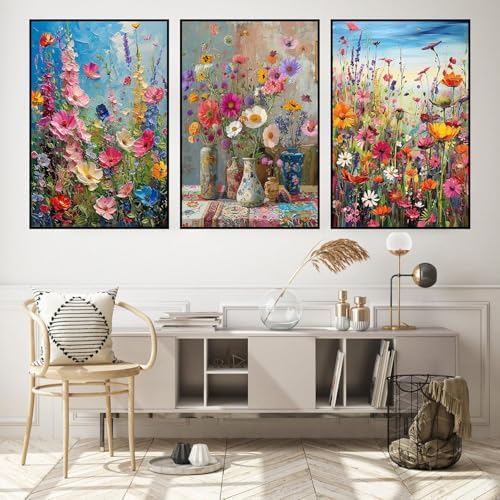 3 Pack Floral Framed Paint by Numbers for Adult with Wooden Easel 8x12 inch - Image 2