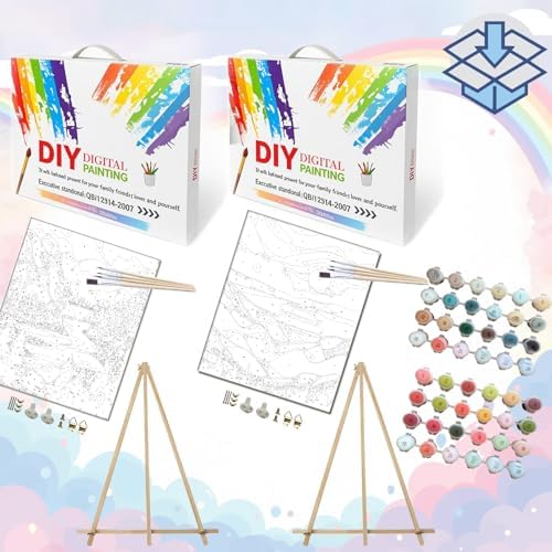 BAISITE Paint by Numbers Kit for Adults Beginners,16" Wx20 L 2 Pack Canvas for Painting Kits for Adults in Colorful Box 1112 Already Framed - Image 3