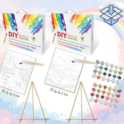 BAISITE Paint by Numbers Kit for Adults Beginners,16" Wx20 L 2 Pack Canvas for Painting Kits for Adults in Colorful Box 1112 Already Framed - Image 3