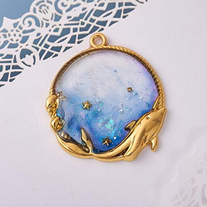 New Clear Hard UV Resin Odor Free 250g + 15 Colors Inks Liquid Pigments 12 Dried Flowers 13 Open Back Bezels for Clover Pendants Necklaces with Tapes, for DIY Resin Projects Crafts Jewelry Making - Image 7