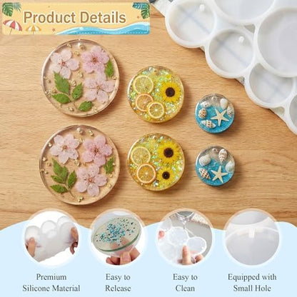 3 Pcs Circle Silicone Molds, 25 Cavity Round Resin Molds, Drilled Circle Molds for DIY Earrings, Keychains, Pendants, Pet Tags - Image 5