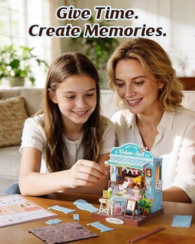Rolife DIY Miniature Kit Mini Building Dollhouse Gelato Stall, Miniverse Lifestyle Mini Bookshelf Decoration, DIY Hobbies for Craftsman (Gelato Stall) - Image 4