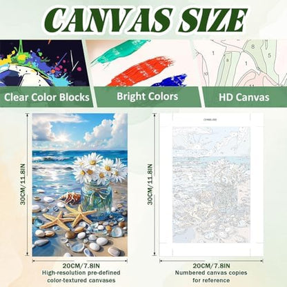 ICYANART 4 Pack Beach Paint by Numbers Kit for Adult Beach with Frame Easel - Image 3